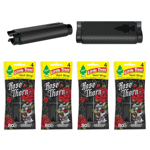 LITTLE TREES Car Air Freshener | Vent Wrap Provides Long Lasting Scent, Invisibly Fresh | 16 Air Fresheners | Rose Thorn - color: Rose Thorn