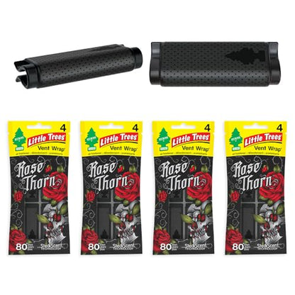 LITTLE TREES Car Air Freshener | Vent Wrap Provides Long Lasting Scent, Invisibly Fresh | 16 Air Fresheners | Rose Thorn - color: Rose Thorn