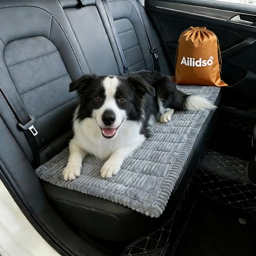 Dog Car Seat Cover, Pet Couch Covers for Car and Sofa, Non-Slip Backseat Pet Bed Mat, Machine Washable, Soft Plush Travel Seat Protector with Portable Storage Bag (Grey,23.6''×70'') - color: Grey, size: 23.6''×70''