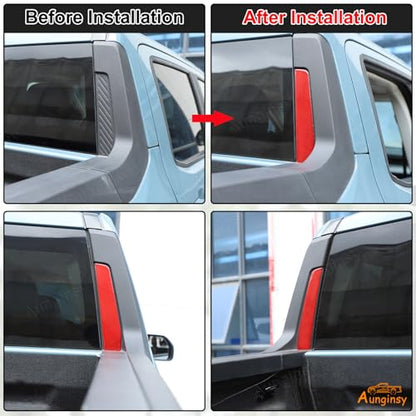 Aunginsy Rear Glass Side Anti-Scratch Cover Trim Compatible with Ford Maverick 2022-2025, Carbon Fiber Pickup Truck Rear Bucket Slot Side Anti-Scratch Cover Protective Pad Sticker Exterior Accessories - color: Red