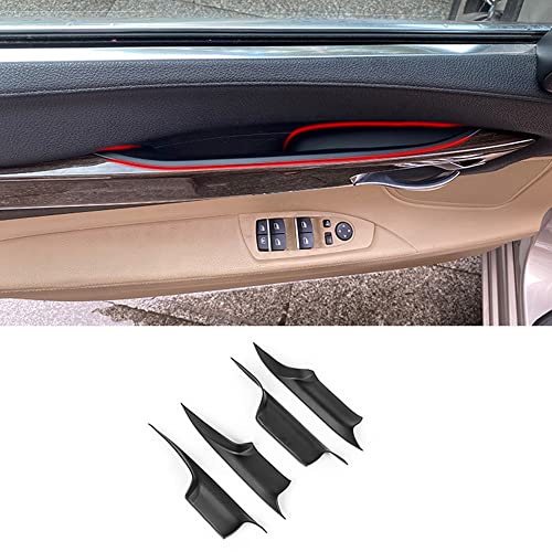 TKREENO Car Door Handle Cover for BMW 7 Series F02 2009-2015 740Li 750Li 760Li Interior Door Pull Handles Protective Decorate Cover(Black) - color: Black