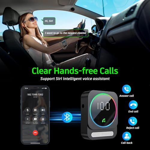 SONRU Bluetooth 5.3 Receiver for Car, Wireless Audio Adapter for Car/Home Stereo/Wired Headphones/Speaker, Bluetooth Aux Adapter, Dual AUX Outputs, RCA AUX 3.5mm Music Receiver - color: Black