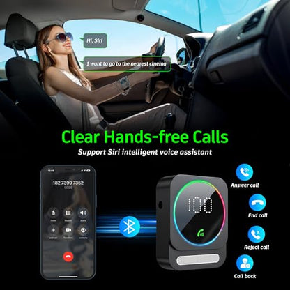 SONRU Bluetooth 5.3 Receiver for Car, Wireless Audio Adapter for Car/Home Stereo/Wired Headphones/Speaker, Bluetooth Aux Adapter, Dual AUX Outputs, RCA AUX 3.5mm Music Receiver - color: Black