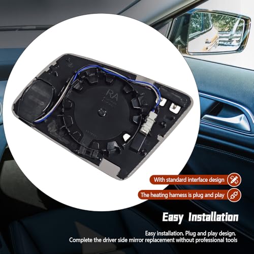 RH Heated Mirror Glass Fit for Mercedes Benz A Class B C Replace A2128102921, with Blind Spot Detection Right Passenger Side - size: Right Side