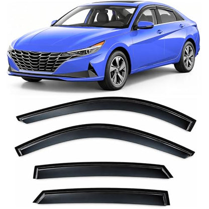 2021-2026 Tape-on Rain Guards for Hyundai Elantra Side Window Deflector Visors SE SEL Sport N Line Limited Hybrid Durable Tinted Vent Shade 2022 2023 2024 2025 - size: For Hyundai Elantra 2021-2026