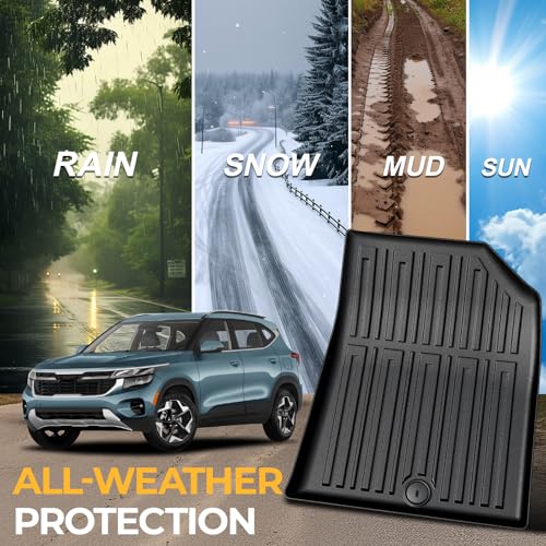 Floor Mats for Kia Seltos 2024-2026, All Weather Floor Mats Trunk Cargo Liner with Backrest Protectors Accessories, Full Coverage Set (Not fit Subwoofer) - size: For Kia Seltos | 2024-2026