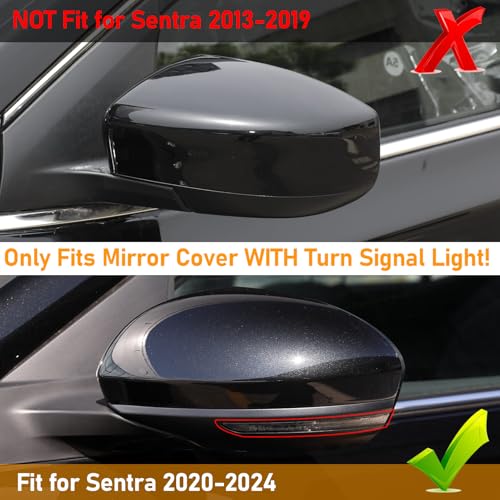 Moonlinks Compatible with Nissan Sentra 2020 2021 2022 2023 2024 Side Mirror Cover Replacement, Glossy Black Left Driver Side Clip-on Mirror Cap for Sentra S/SR/SV/Sense/Advance/Exclusive - color: Left Black