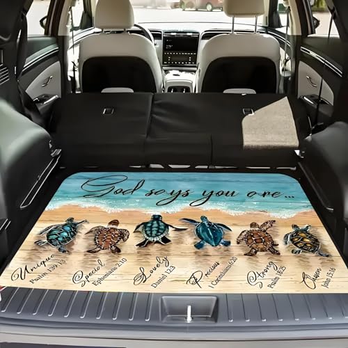 Universal Car Trunk Mat 29" x 39", Inspirational Turtle All Weather Trunk Protection Cargo Liner, Durable Cargo Mat Rear Trunk Liner, Stylish Vehicle Interior Accessories Suitable for Most Car Models - color: Inspirational Turtle
