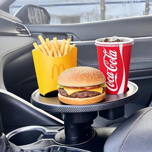 Car Cup Holder Tray, Cup Holder Table Expander for Car - Secure & 360°Adjustable Swivel arm, 9.84" Table, Car Tray fit for Cup Holders 2.56"-3.7" dm Wide