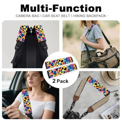 2Pcs Soft Auto Seat Belt Cover Pad Rainbow Leopard Print Car Seatbelt Shoulder Cushion for Comfortable Driving, Compatible with All Cars' Seatbelt and Backpack Straps - color: Texture