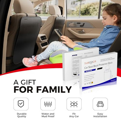 SURDOCA Kick Mats Back Seat Protector for Kids, Leather Car Back Seat Cover for Child, Offers Waterproof Protection of Car Seat Back from Dirt, Mud, Scratches - color: 1 pc