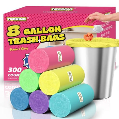300 Count 8 Gallon Trash Bags - Heavy Duty Medium Garbage Bags 30 Liter Unscented 0.94 Mil Thick & Leakproof Wastebasket Liners for Kitchen Bathroom Home - color: 8gal-300
