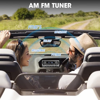 Retro Car Radio Receiver with Bluetooth: Single Din Vintage Stereo for Classic Vehicles - AM FM USB AUX Preset EQ Subwoofer Output