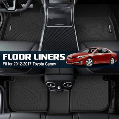 Floor Mat & Cargo Liners for 2012-2017 Toyota Camry (Not Fit Hybrid) All Weather Protection TPE Rubber Full Set Floor Liners & Trunk Mat 2017 Camry Accessories - size: Floor Mats & Trunk Mat for 2012-2017 Camry