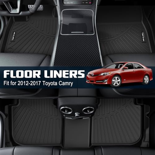 Floor Mat & Cargo Liners for 2012-2017 Toyota Camry (Not Fit Hybrid) All Weather Protection TPE Rubber Full Set Floor Liners & Trunk Mat 2017 Camry Accessories - size: Floor Mats & Trunk Mat for 2012-2017 Camry