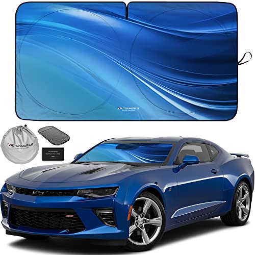 Autoamerics 1-Piece Windshield Sun Shade - Ocean Wave Foldable Car Front Window Sunshade for Most Cars SUV Truck - Heat Blocker Visor Protector Blocks Max UV Rays and Keeps Your Vehicle Cool - Small - color: Ocean Wave, size: SMALL = 59 x 28.5 inches