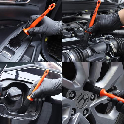 SPTA Car Detailing Brush Kit - 6 Pack, Auto Boar Hair Detail Brush Set Automotive Interior Exterior No Scratch Microfiber Detailing Brushes for Cleaning Air Vents, Engine Bays, Dashboard and Wheels - color: Car Detail Brush Set 6