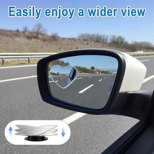Quzzy 2 PCS Blind Spot Mirrors, Heart Shaped Blindspot, 360 Degree Adjustable Wide Angle Rearview Mirror, Automotive Exterior Accessories for Cars Suvs