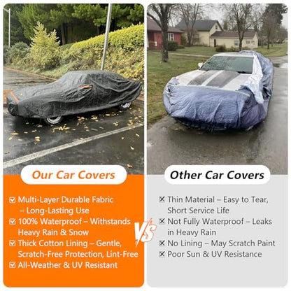 Car Cover for Oldsmobile Cutlass 1966-1980/1988, Waterproof 420D Oxford Cloth and Cotton Cover Outdoor Full Car Covers with Zipper Windproof Heavy Duty All Weather Protection - size: for Oldsmobile Cutlass 1966-1980/1988