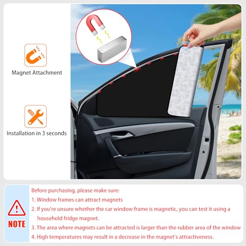 ZATOOTO Car Window Sun Shades Covers - 4 Pcs Magnetic Privacy Side Sunshades Blackout Auto Camping Curtains Accessories for Sleeping Family and Women Men Kids Baby - color: Front Back-4