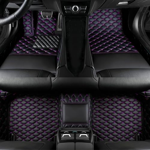 Customize All-Weather Protection Luxury Leather Floor Mats for Cars, SUVs, and Trucks According to Automotive Model (3D Black Purple Floor Mats) - color: 3D Black Purple Floor Mats