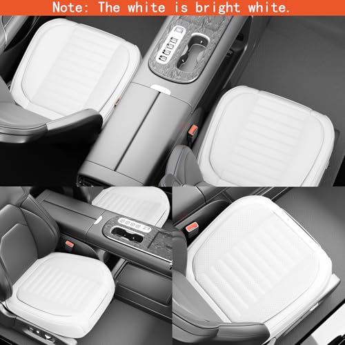 2 Pack Car Bottom Seat Covers, Luxury Leather Front Seat Covers, Breathable and Waterproof Automotive Bottom Seat Covers, Universal Anti-Slip Seat Covers Fit for Most Vehicles (White-2 PCS) - color: Bright white-2 PCS