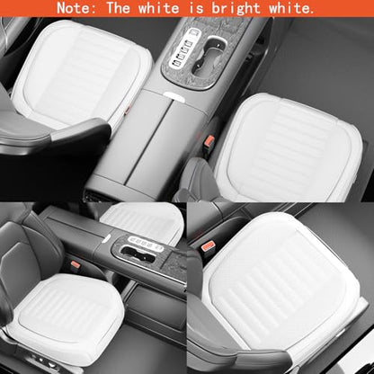 2 Pack Car Bottom Seat Covers, Luxury Leather Front Seat Covers, Breathable and Waterproof Automotive Bottom Seat Covers, Universal Anti-Slip Seat Covers Fit for Most Vehicles (White-2 PCS) - color: Bright white-2 PCS