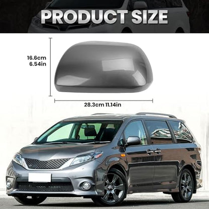 Compatible with 2012-2020 Toyota Sienna Left Side Mirror Cover Cap, Gray Driver Side Clip-on Mirror Cap Replacement Without Turn Signal Light Replaces for 87945-08021-B1 - color: Left Gray