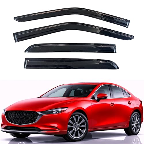 KPY Rain Guards Fit for 2019-2024 Mazda 3 Sedan, Out-Channel Window Visors Vent Wind Deflectors 4PC, Car Accessories for 19-24 Mazda 3 Sedan (Excludes Hatchback) - size: 2019-2024 Mazda 3 Sedan
