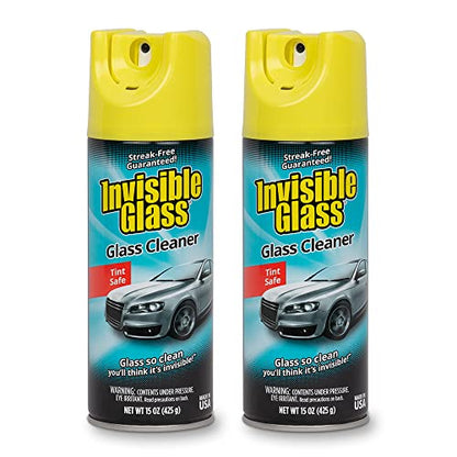 Invisible Glass 91163-2PK Premium Aerosol Glass Cleaner Spray for Car Windshields and Windows, Automotive and Home Window Cleaner, Streak-Free, Ammonia-Free, Tint-Safe – 15 oz (Pack of 2) - size: 15 Ounce (Pack of 2)