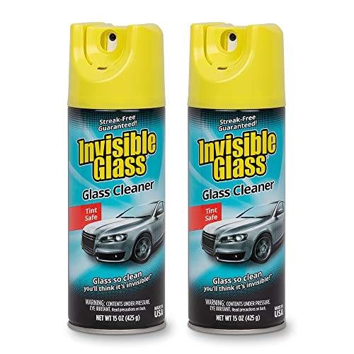 Invisible Glass 91163-2PK Premium Aerosol Glass Cleaner Spray for Car Windshields and Windows, Automotive and Home Window Cleaner, Streak-Free, Ammonia-Free, Tint-Safe – 15 oz (Pack of 2) - size: 15 Ounce (Pack of 2)