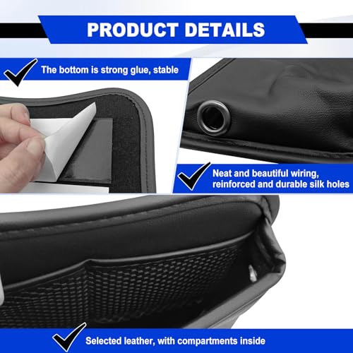Car Seat Side Storage Pocket/Multi-Pocket Centre Console Storage Box, Car Seat Side Pocket Organizer, PU Leather Pouch Bag (Black)