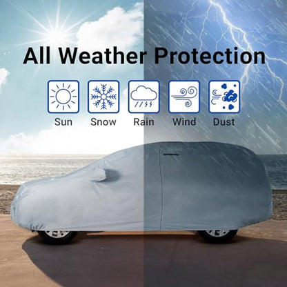 iCarCover 18-Layers Premium Universal Fit SUV Car Cover Waterproof All Weather Sun Rain Snow UV Protection Outdoor Indoor Full Exterior Covers for Automobiles Sedan Hatch Coupe Fit for 174-178 inch - size: 18. Fit Mid Size SUV Length 174-178 inch