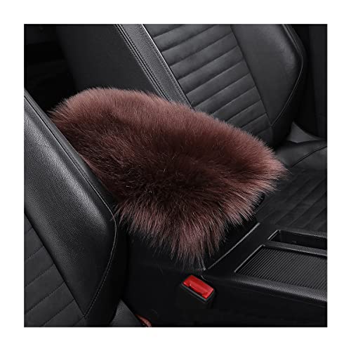 Furry Auto Center Console Cover Pad, 11.8"x7.8" Soft Sheepskin Wool Armrest Cushion, Fluffy Vehicle Armrest Seat Box Protector Warm in Winter, Car Interior Accessories for Women and Men (Coffee) - color: Coffee