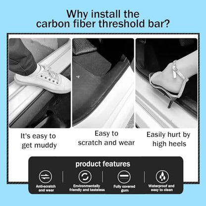 Car Door Sill Protector,Sill Protector Compatible with Toyota Highlander 4Pcs Door Entry Guard Scuff Sill Protector Plate- Carbon Fiber Anti-Scratch Sticker - size: Compatible with Highlander