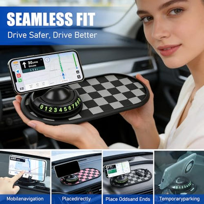 Mobile Phone Bracket Anti-Slip Mat,Multifunction Car Anti Slip Mat,360° Rotatable Non-Slip Vehicle Dashboard Mat with Phone Holder & Temporary Parking Number (Style-D) - color: Style-D