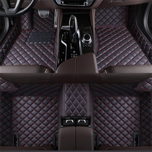 Custom Car Mats All Weather Fit Automotive Floor Mats PU Leather Protector Mat for Most Sedan, SUV, Truck (Black Red) - color: Black Red