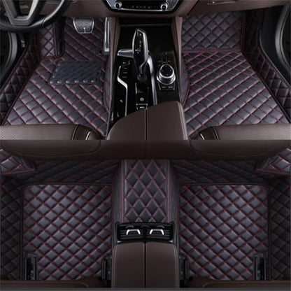 Custom Car Mats All Weather Fit Automotive Floor Mats PU Leather Protector Mat for Most Sedan, SUV, Truck (Black Red) - color: Black Red
