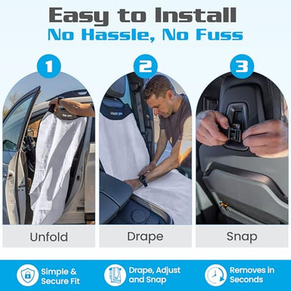 HAPPEGEAR Happeseat Waterproof Car Seat Cover & Protector – Universal Fit Car Seat Towel Cover – Non-Slip Backing, Easy Install & Storage, Machine Washable, Fits Front & Back, Silver - color: Silver