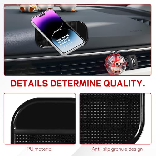 10PCS Car Dashboard Non-Slip Mat, Multifunctional Anti-Slide Sticky Pad for Auto Dashboard, Anti-Slip Dash Pad for Cell Phone, Radar Detector, Keys, Glasses, GPS, Coins (Black Square+Round) - color: Black Square+Round