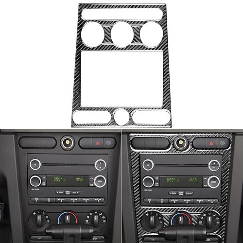 3PCS A/C CD Player Panel Cover Trim Stickers Car Central Console Compatible with Ford Mustang GT Shelby 2005 2006 2007 2008 2009 Interior Accessories Decals - color: CD Player Frame-black
