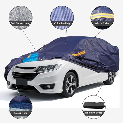 Car Cover Waterproof All Weather, 6 Layers Outdoor Full Exterior Cover Rain Sun UV Snowproof Protection with Zipper Cotton, Mirror Pocket for Honda Odyssey - style: Honda Odyssey