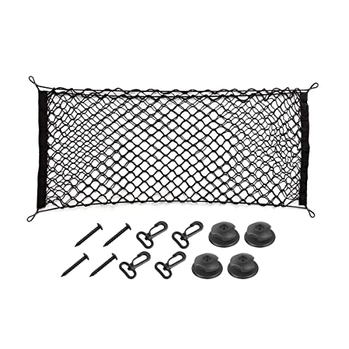 Car Rear Cargo Net, Adjustable Elastic Storage Organizer Net, Trunk Cargo Storage Net, Universal Fit for Car, Vehicle, SUV (43.3"x 15.8") - color: 43.3" x 15.8"/Black