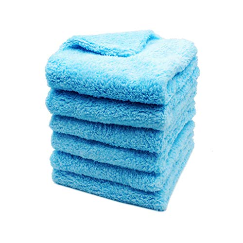 Kingsheep 6Pack Car Microfiber Towel for Auto Thick Buffing Microfiber Cleaning Cloth 16"x16" Plush Polishing Drying Towels 450gsm Detailing Cloths - color: Blue