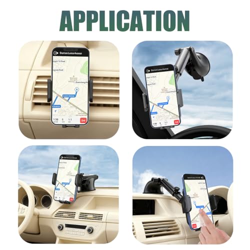 Car Phone Holder, Strong Suction Cup Vehicle Windshield Dashboard Air Vent Cellphone Mount, 360° Rotating Adjustable Smartphone Holder, Universal Automotive Accessories (Yellow) - color: Yellow