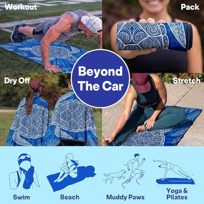 2 Pack Car Seat Towel Covers, Sweat-Proof Microfiber Seat Protectors for Gym, Running, Beach & Workout, Breathable Quick-Dry, Machine Washable, Blue Sea Turtle Print, Universal Fit - color: Blue Sea Turtle