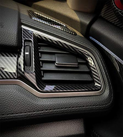 GZXinWei Carbon Fiber Grain ABS Car Interior Front Side and Console Air Outlet Vent Frame Trim Sticker for Honda 10th Gen Civic 2016 2017 2018 2019 2020 2021 - color: Carbon Fiber Grain