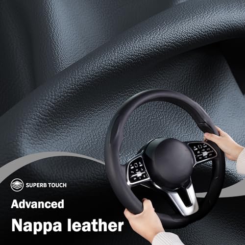 Steering Wheel Cover Thin Car Steering Wheel Accessories Universal Snap On Protector, Black - color: Black