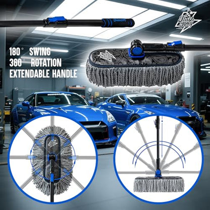 Flash Dog Microfiber Car Duster Exterior - Scratch Free Waterless Cleaning Brush for Cars/SUV/Truck Roofs, Windshields | Telescopic Aluminum Alloy Handle - color: Gray