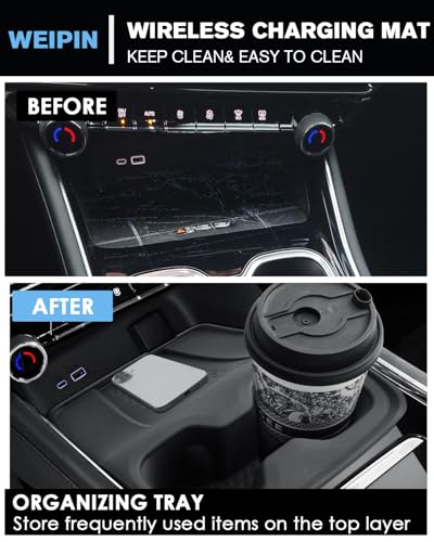 for 2-in-1 Cup Holder Insert&Wireless Charging Mat Silicone Materials Compatible with 2024-2026 Chevy Traverse - color: Traverse 24-26 Cup Holder